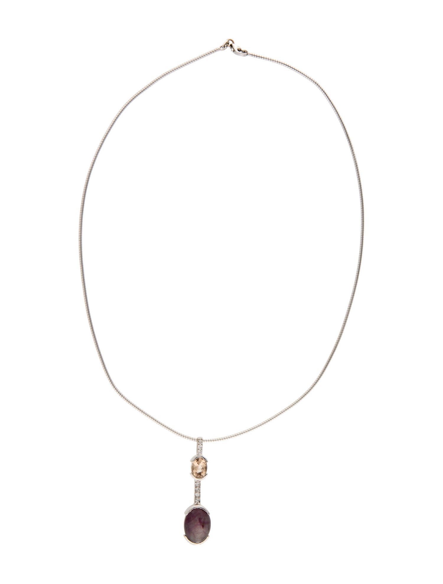 Necklace 14K 7.30ct Star Ruby, Morganite & Diamond Pendant Necklace