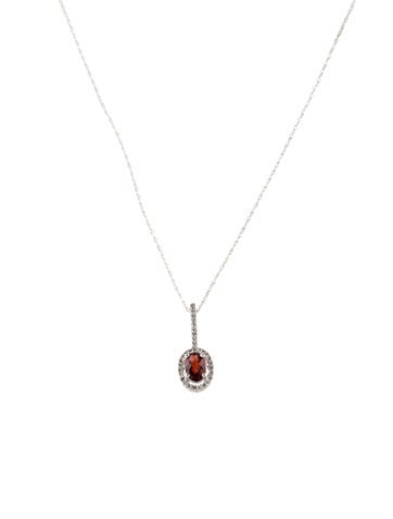 Necklace Pendant 14K Garnet & Diamond