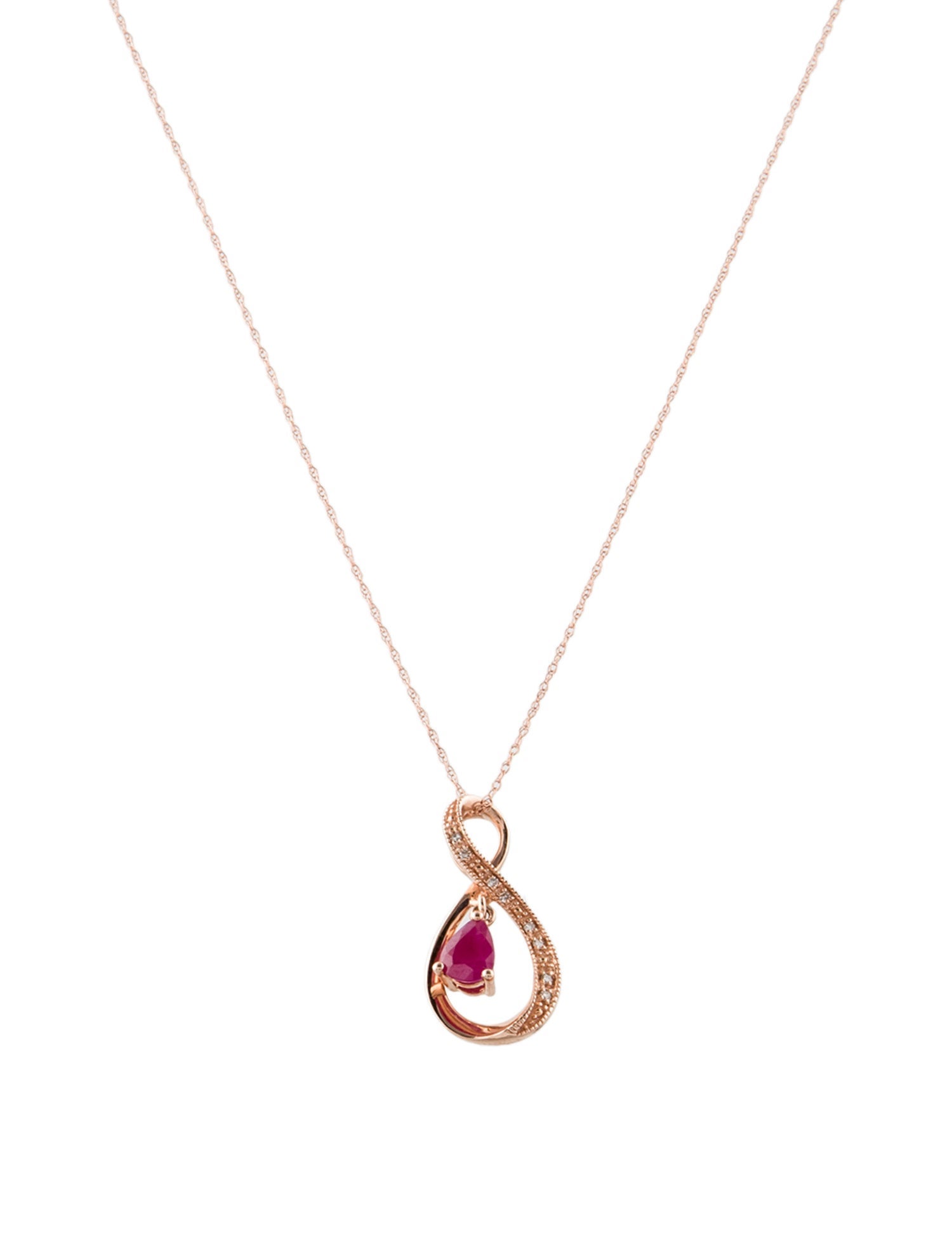 Necklace 14K Ruby & Diamond Pendant