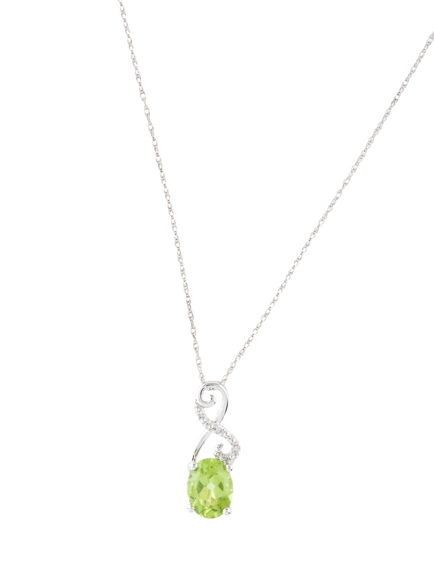 Necklace 14K 1.30ct Peridot & Diamond Pendant Necklace