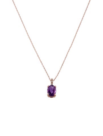 Necklace Pendant 14K Amethyst & Diamond