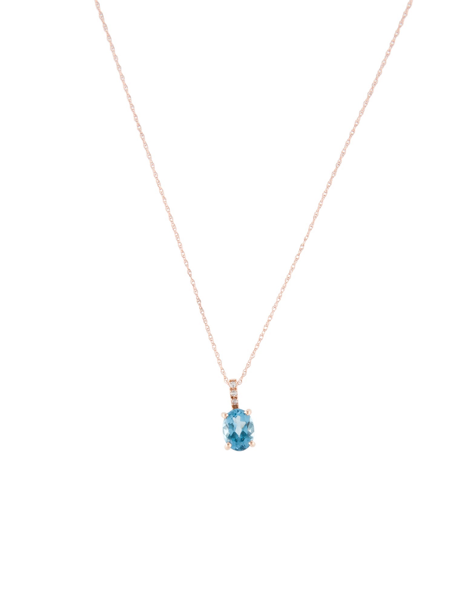 Necklace 14K 1.32ctw Topaz & Diamond Pendant Necklace