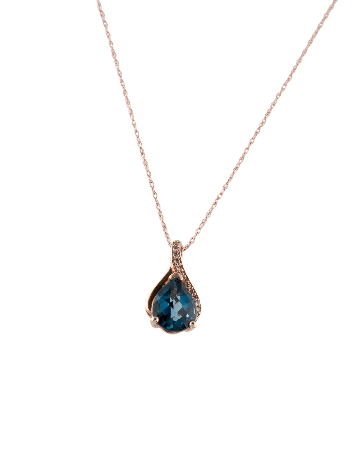 Necklace 14K Topaz & Diamond Pendant Necklace
