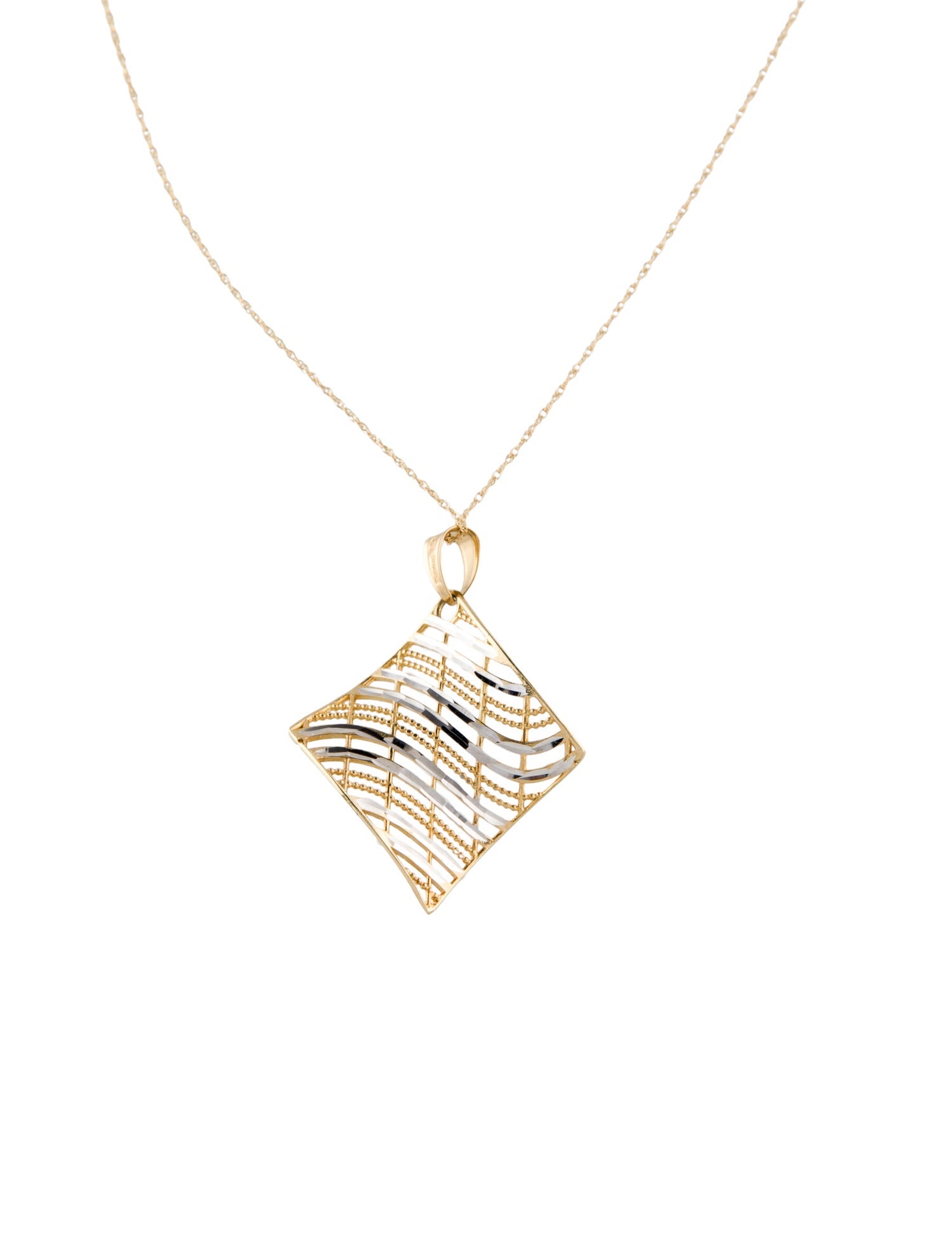 Necklace 14K Textured Curved Pendant