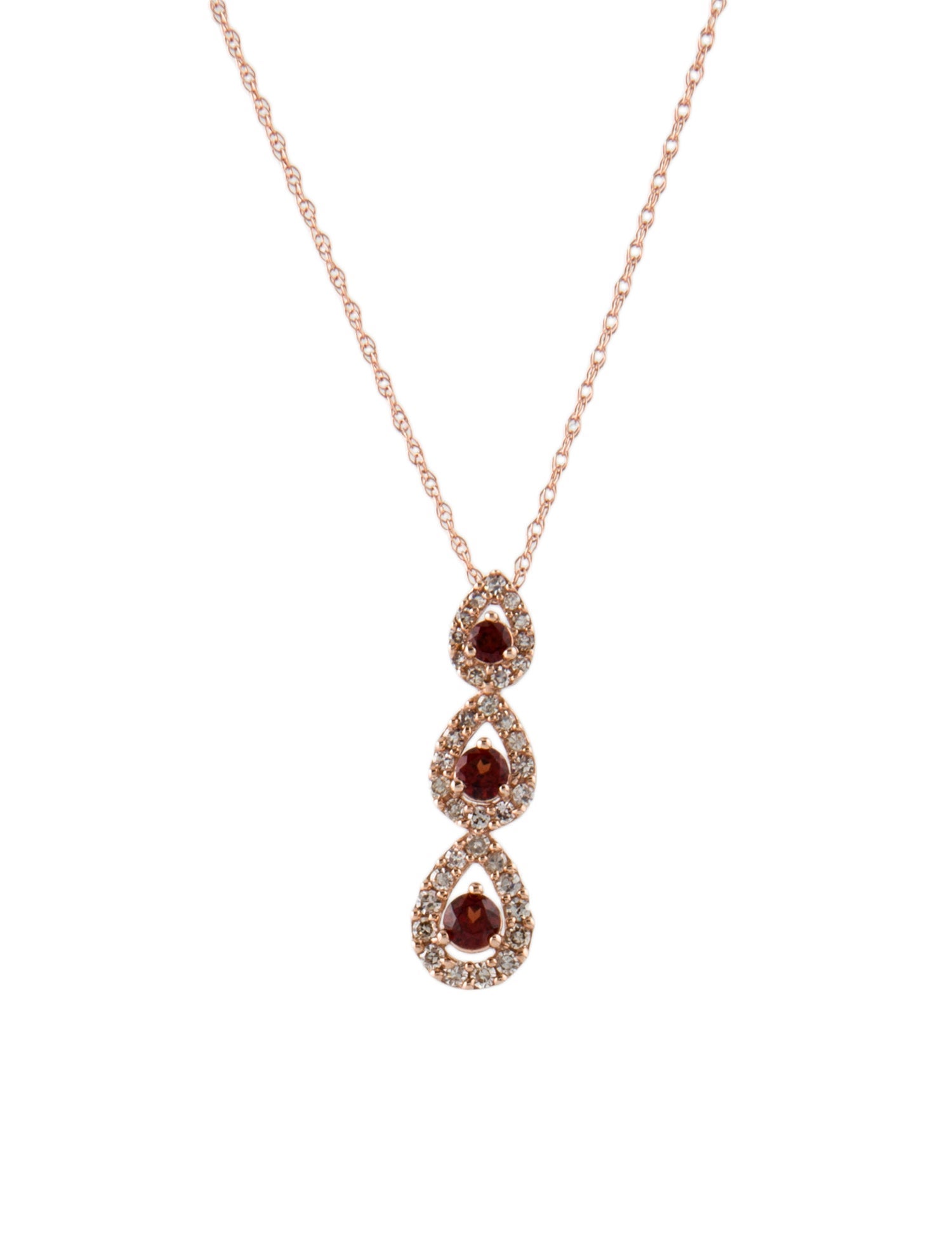 Necklace 14K Garnet & Diamond Drop Pendant
