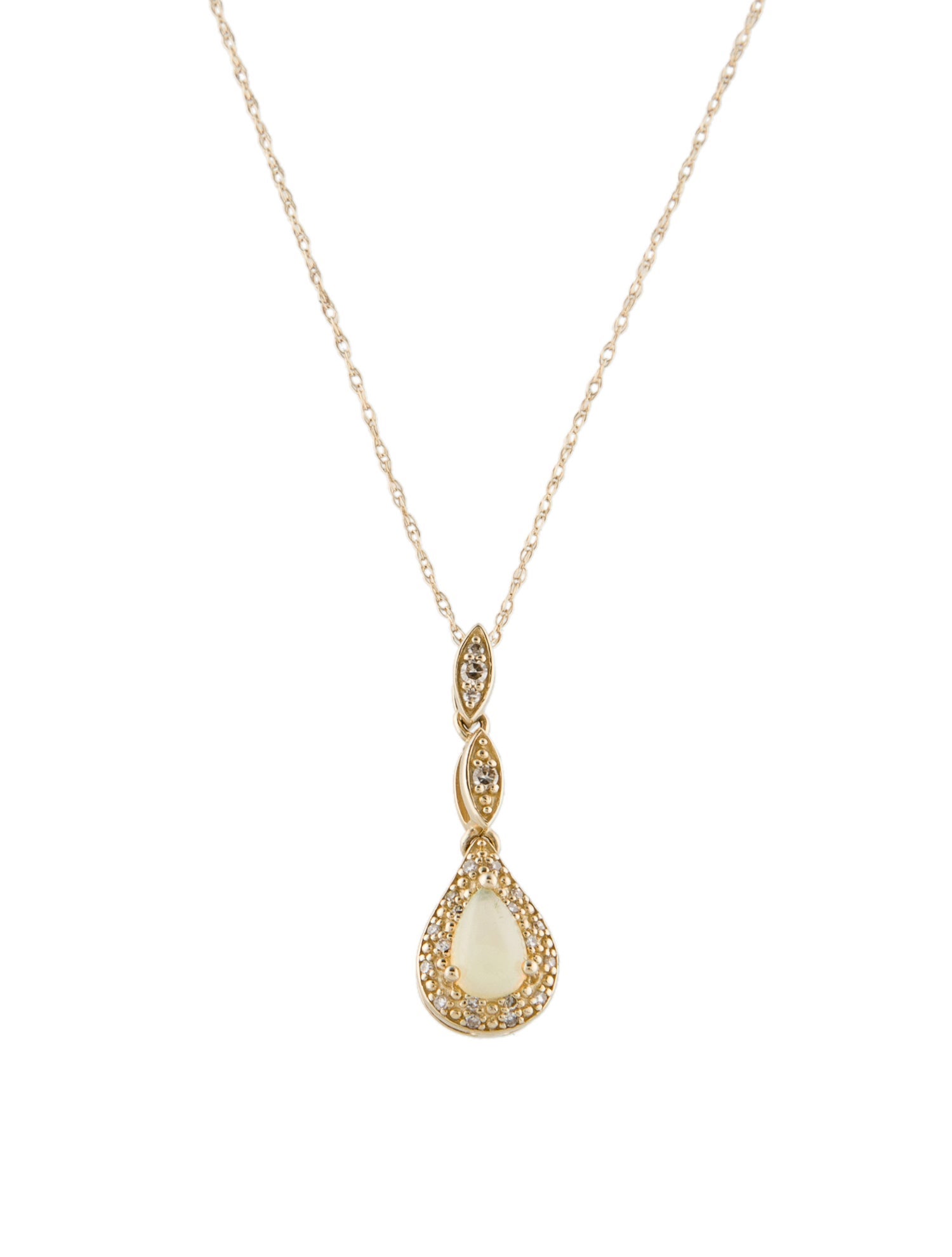 Necklace 14K Opal & Diamond Pendant Necklace