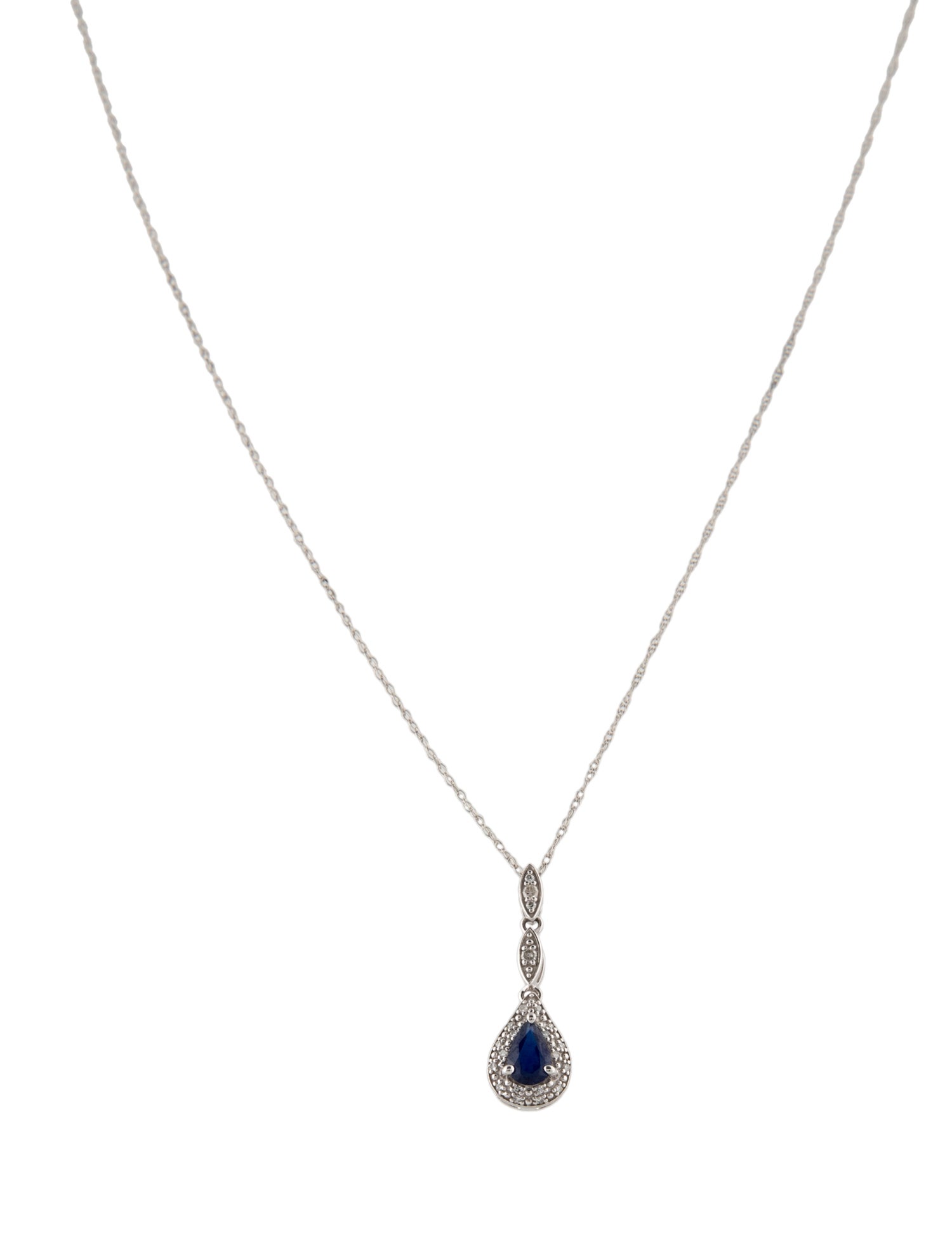 Necklace 14K Sapphire & Diamond Pendant Necklace