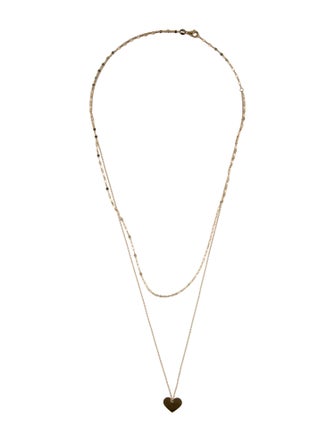 Necklace 14K Heart Multistrand Pendant Necklace