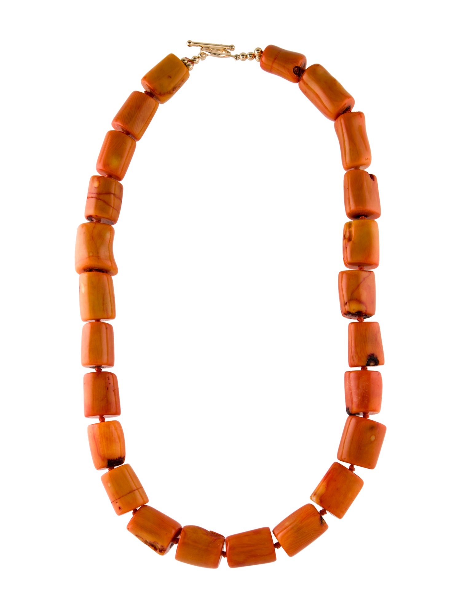 Necklace 14K Dyed Coral Bead Strand Necklace