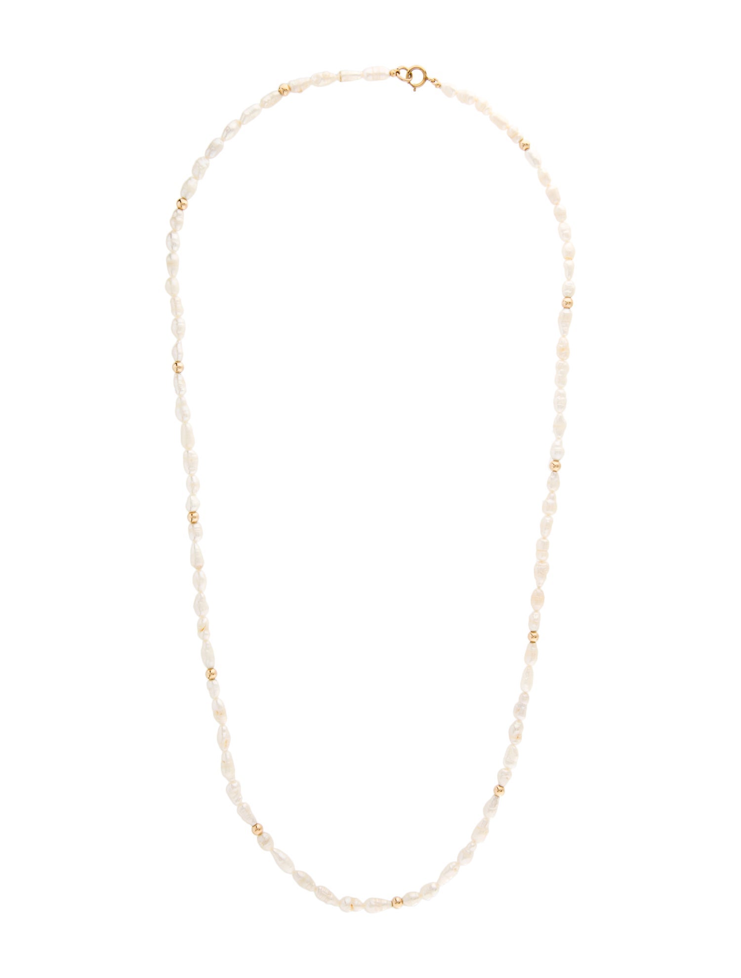 Necklace 14K Pearl Bead Strand Necklace 14K Yellow Gold Bead Strand