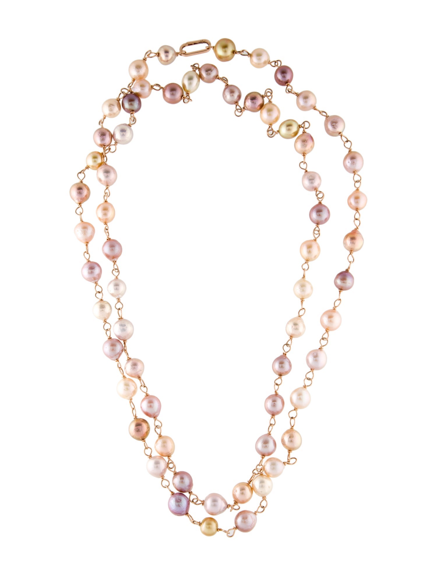 Necklace 14K Pearl Station Necklace 14K Rose Gold Bead Strand