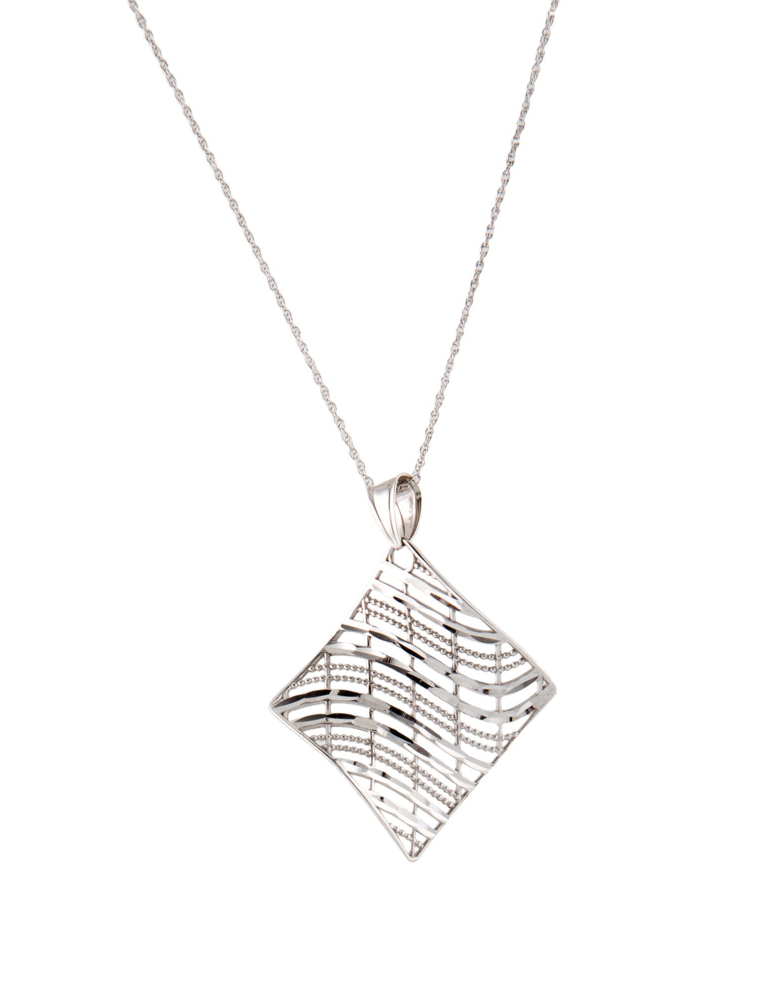 Necklace 14K Wavy Pendant Necklace