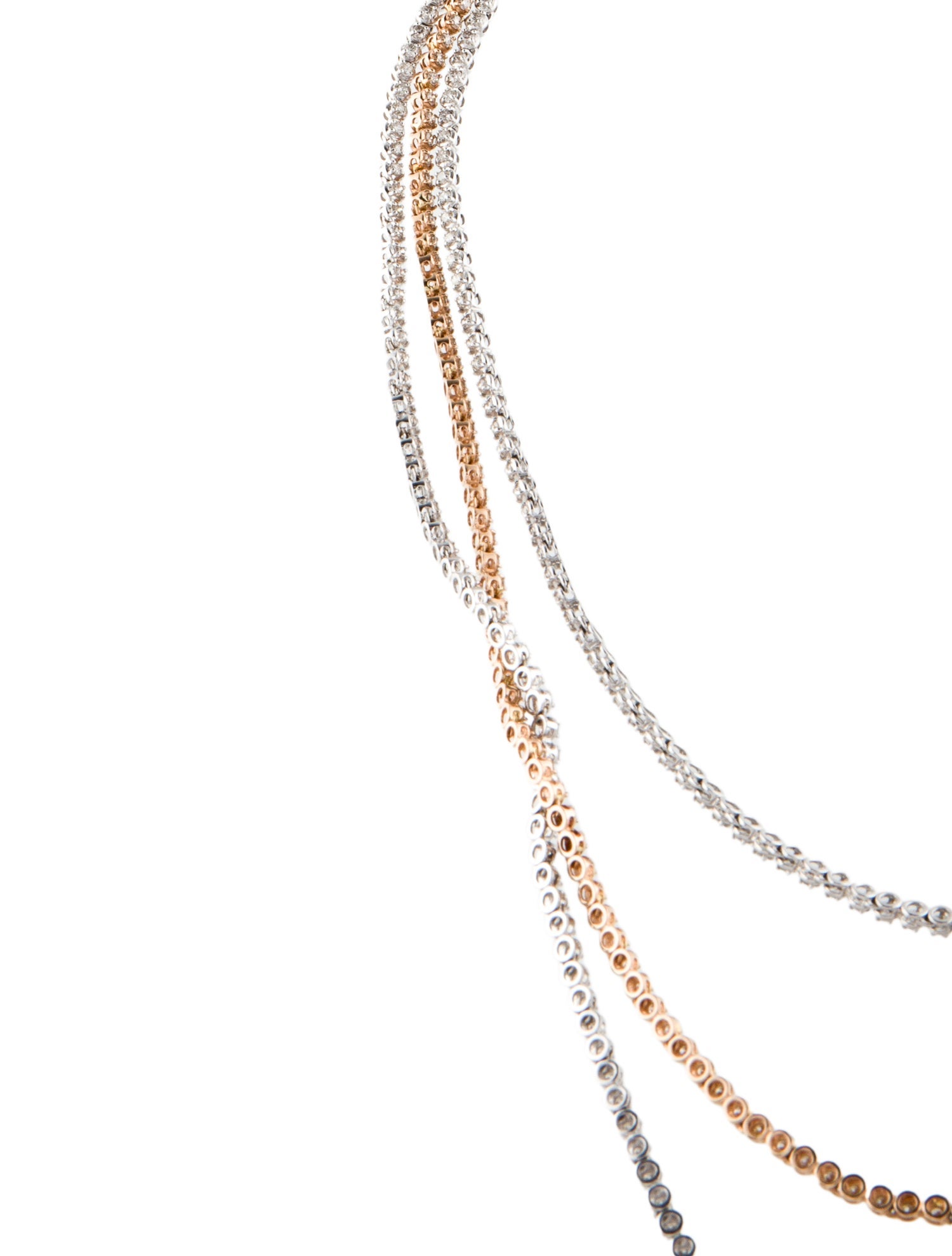 Necklace 18K 8.20ctw Diamond Triple Strand Chain Necklace