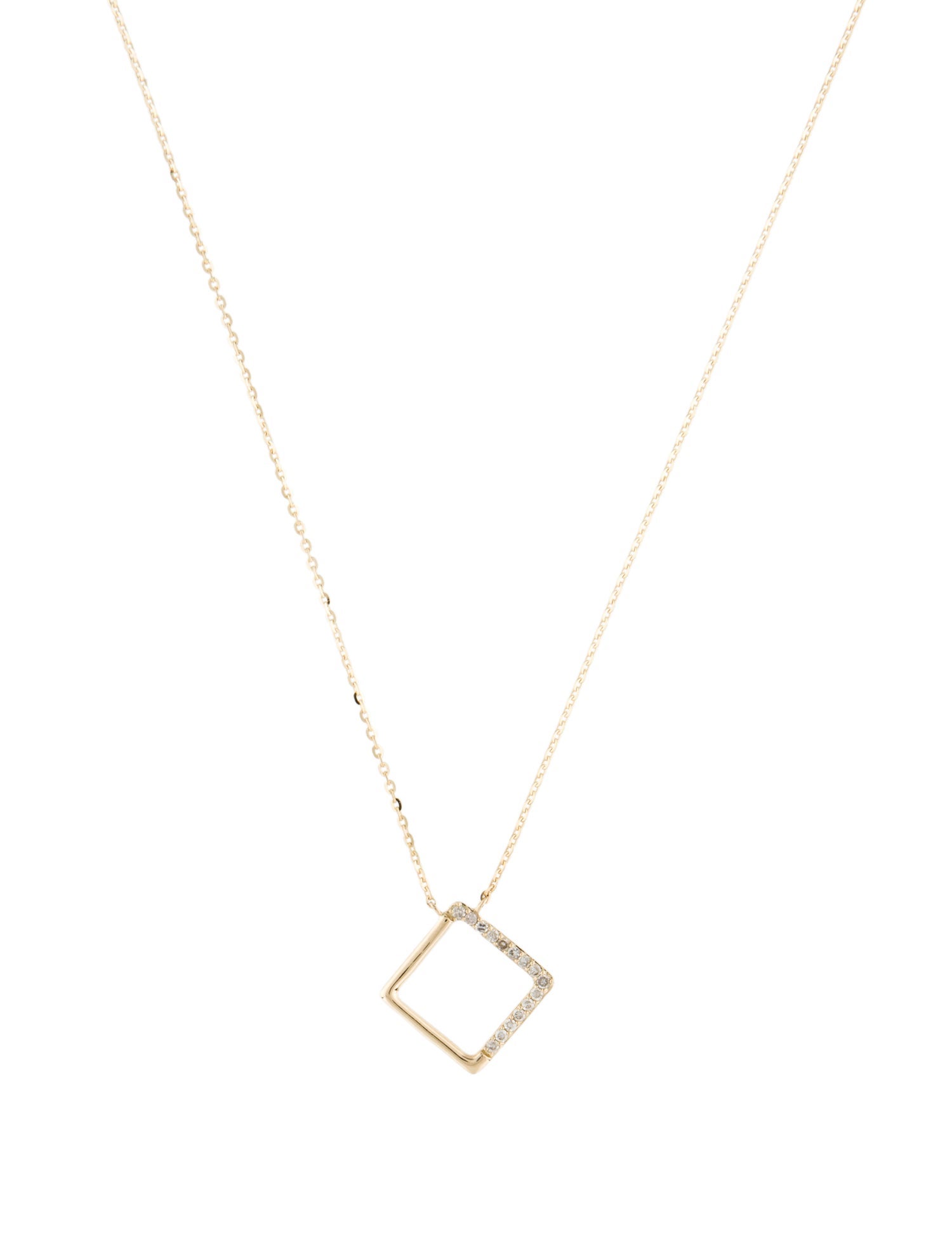Necklace 14K Diamond Square Pendant