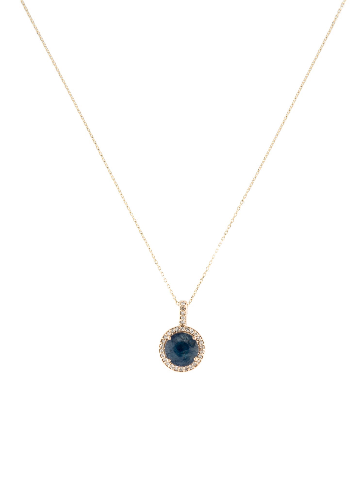 Necklace 14K 1.97ct Sapphire & Diamond Pendant Necklace
