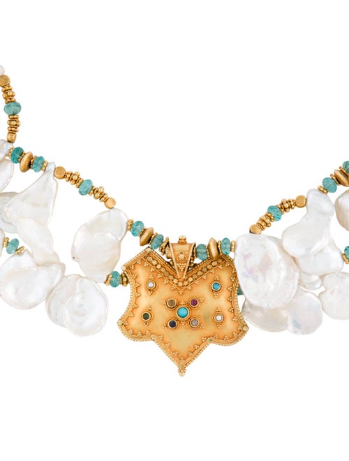 Necklace Pearl & Multistone Double Strand Necklace