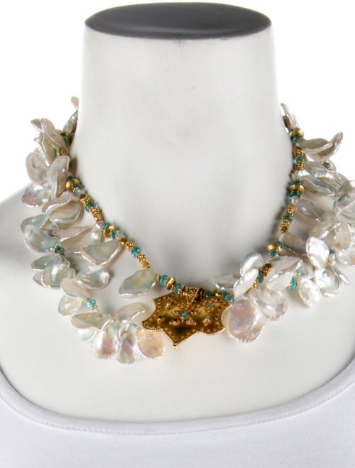 Necklace Pearl & Multistone Double Strand Necklace