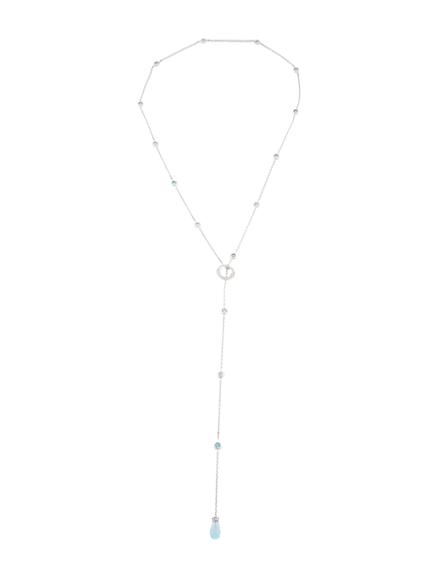 Necklace 14K 2.25ct Topaz & Diamond Station Necklace