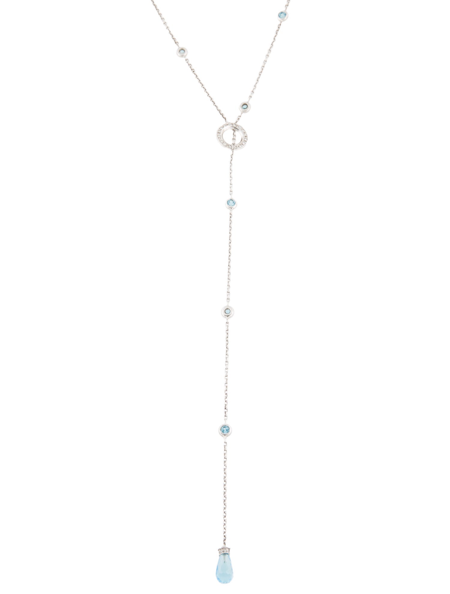 Necklace 14K 2.25ct Topaz & Diamond Station Necklace