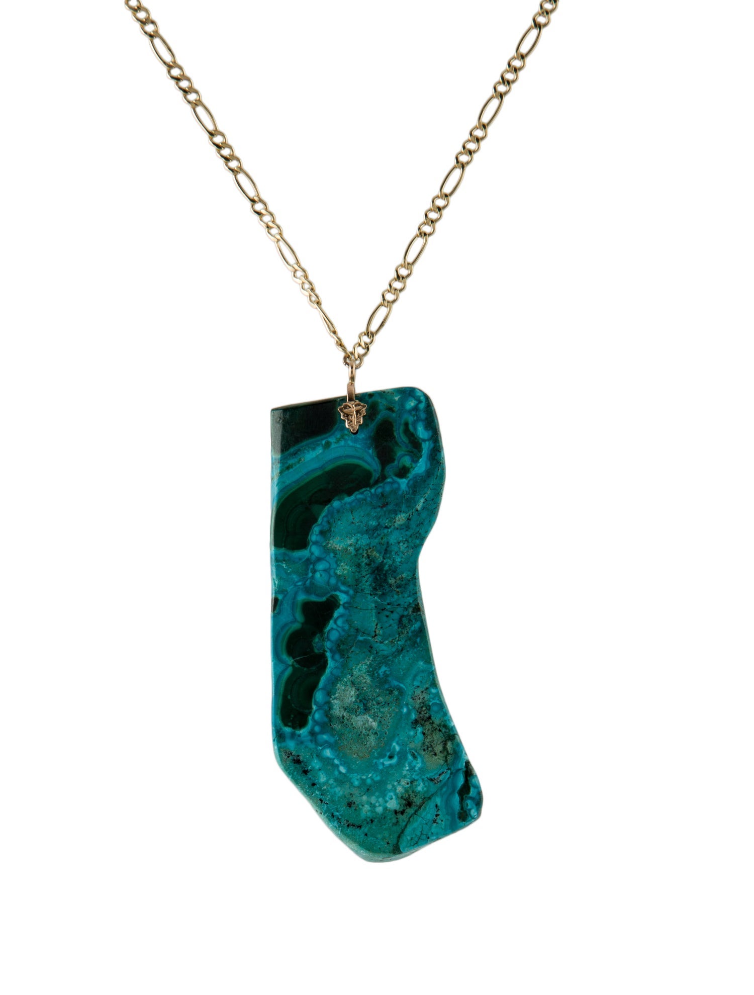 Necklace 14K Malachite & Chrysocolla Pendant Necklace