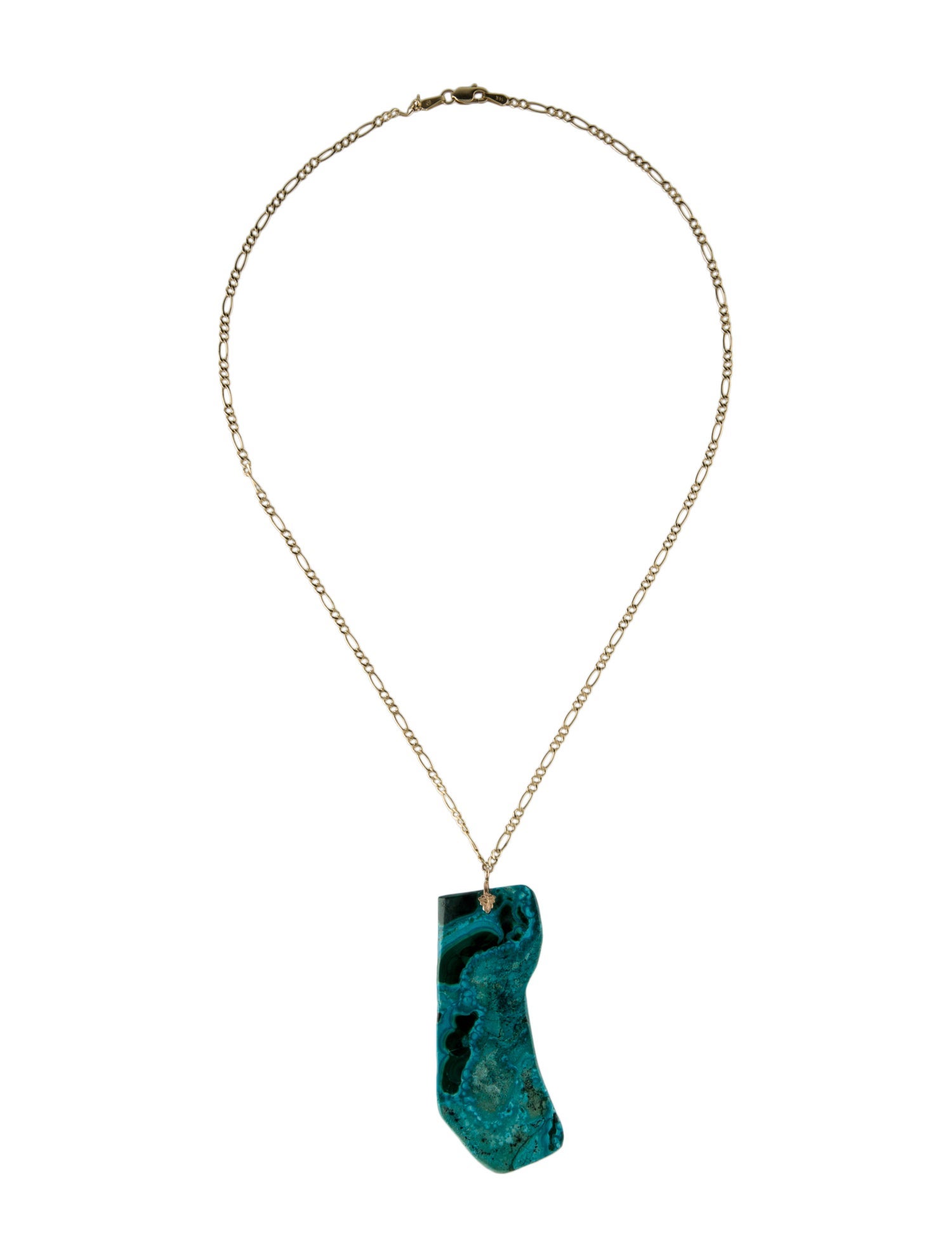 Necklace 14K Malachite & Chrysocolla Pendant Necklace