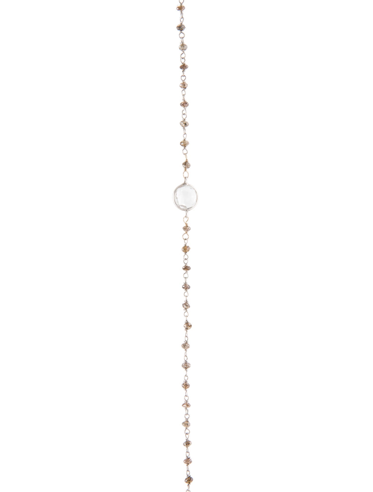 Necklace 14K Topaz & Diamond Bead Long Necklace