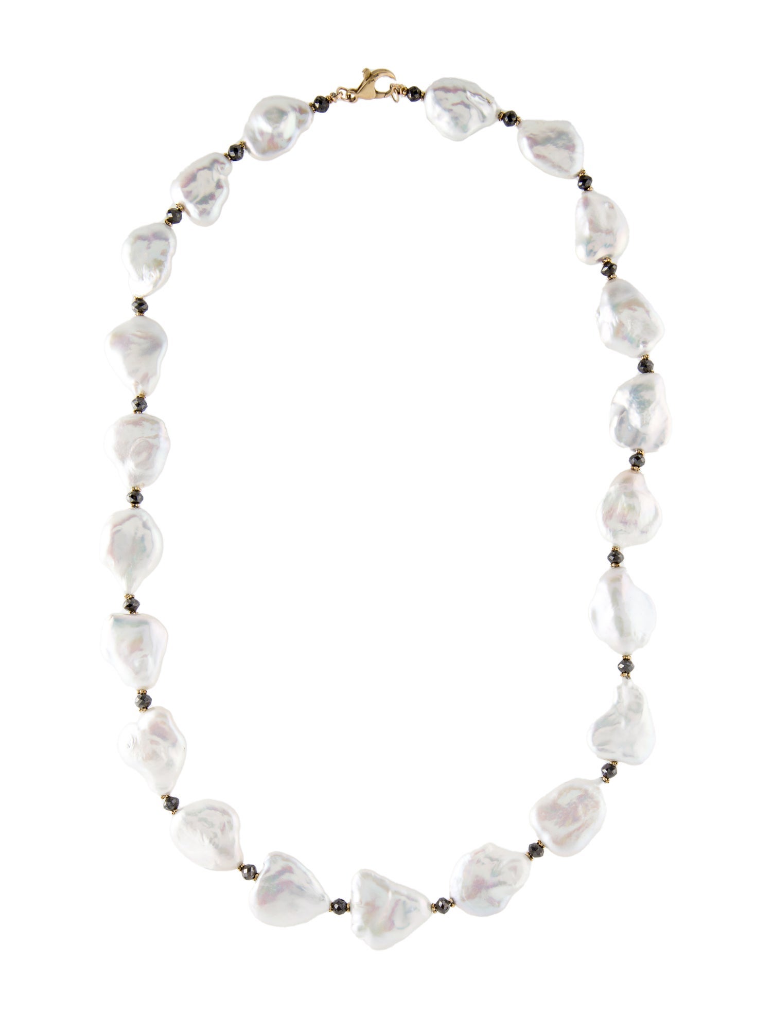 Necklace 14K Pearl & Diamond Bead Necklace