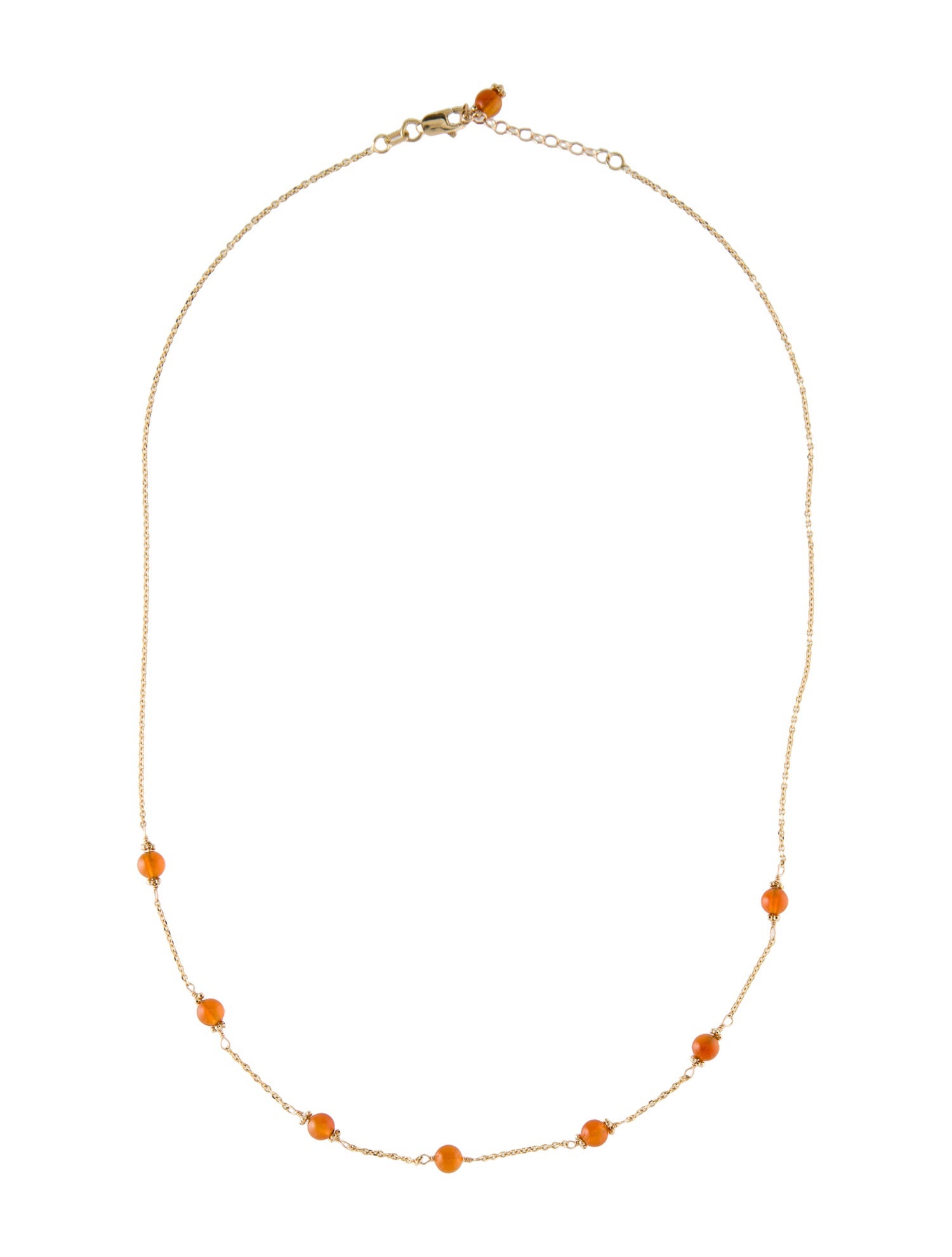 Necklace 14K Carnelian Station Chain Necklace