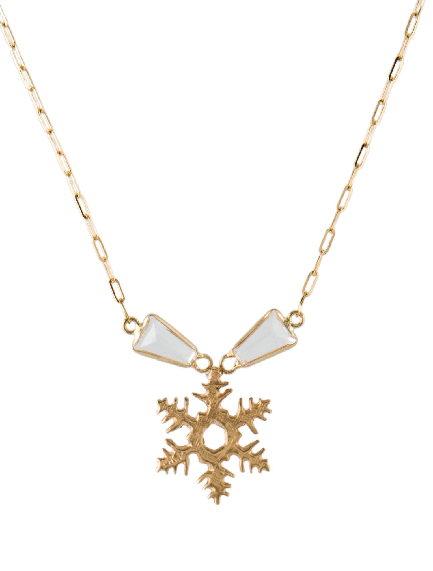 Necklace 14K Topaz Snowflake Pendant Necklace