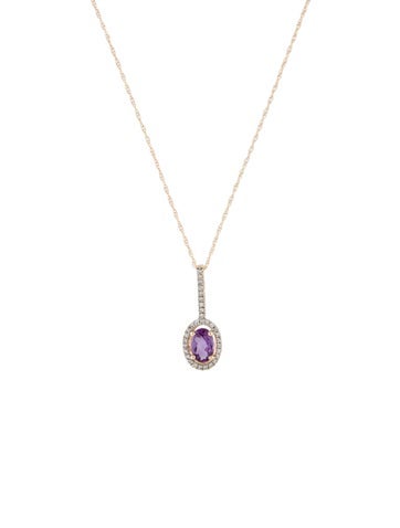 Necklace Pendant 14K Amethyst & Diamond