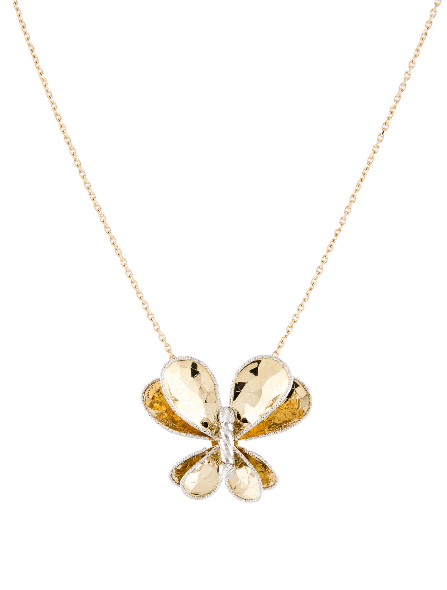 Necklace 14K Two-Tone Butterfly Pendant Necklace