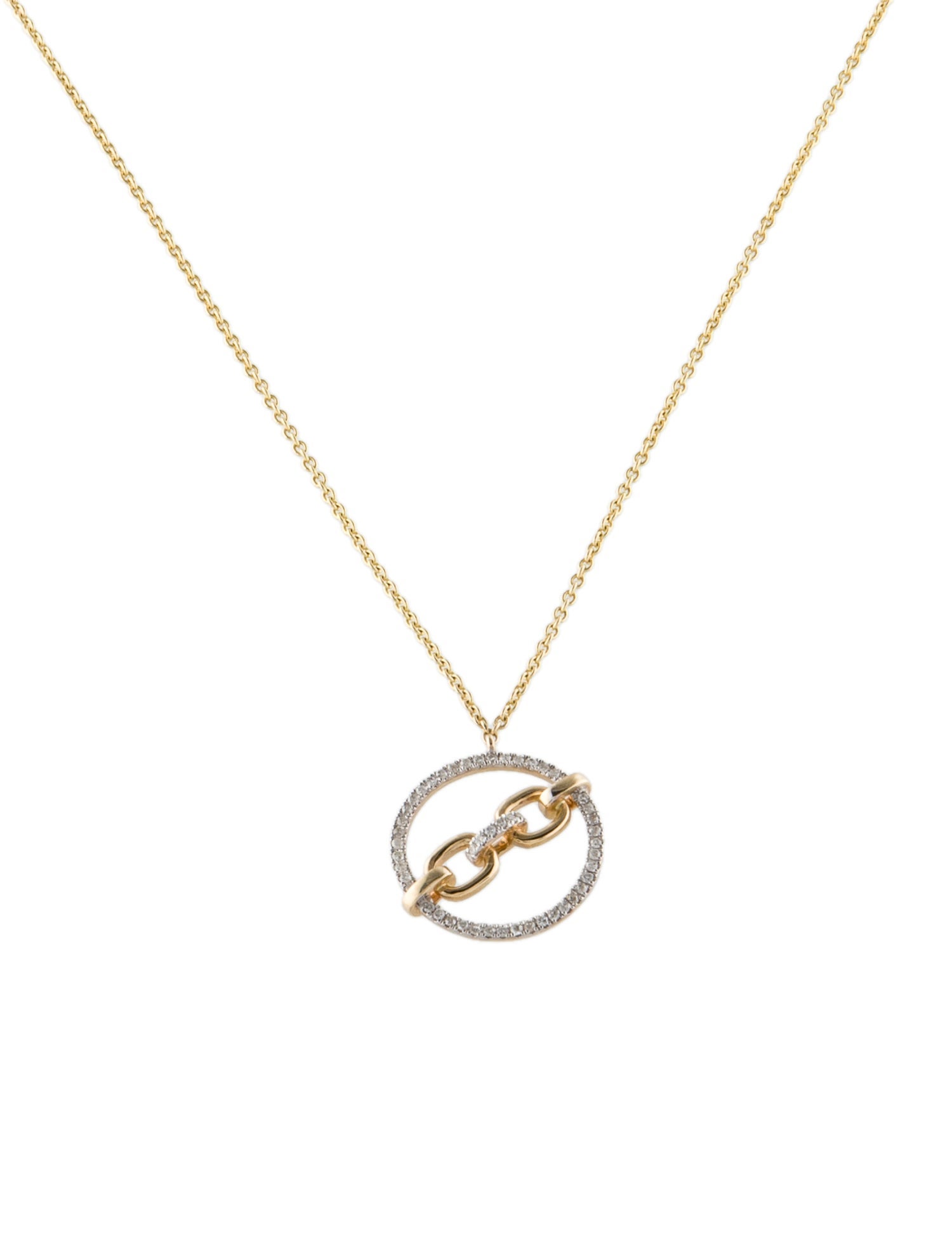 Necklace 14K Diamond Circle Link Pendant