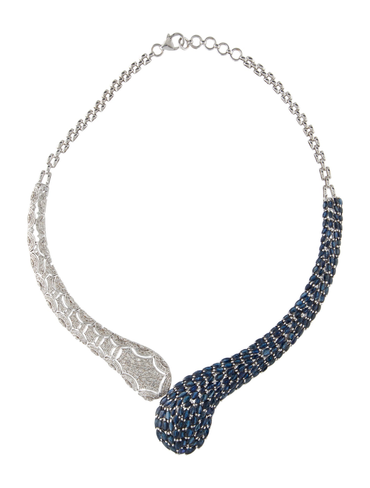 Necklace 18K 19.79ctw Sapphire & Diamond Collar Necklace