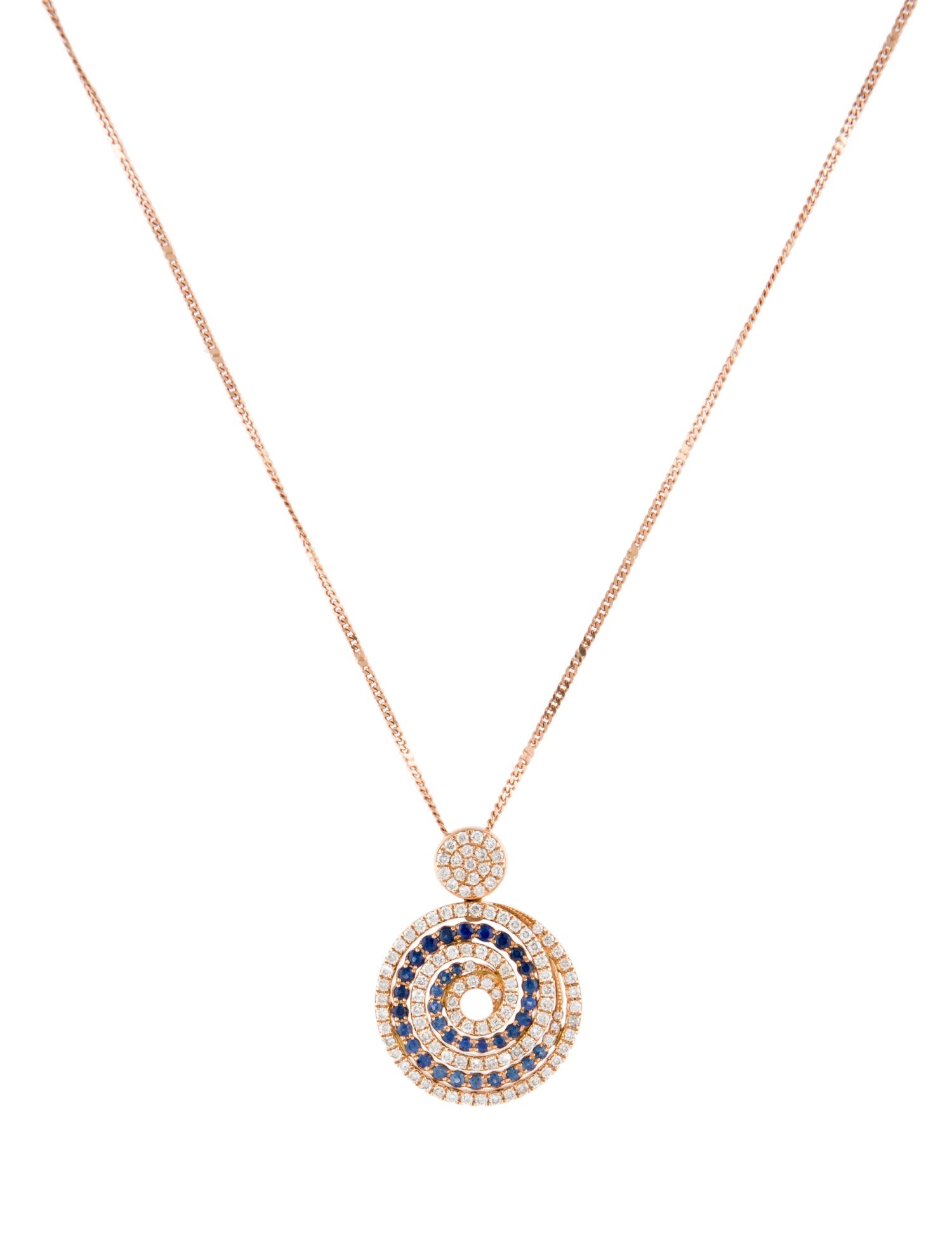 Necklace 14K Sapphire & Diamond Pendant Necklace
