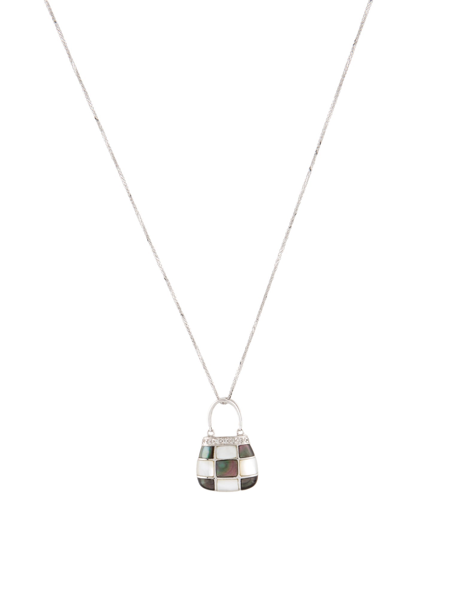 Necklace 14K Mother of Pearl & Diamond Purse Pendant