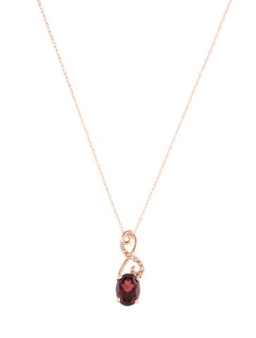Necklace Pendant 14K 1.45ct Garnet & Diamond