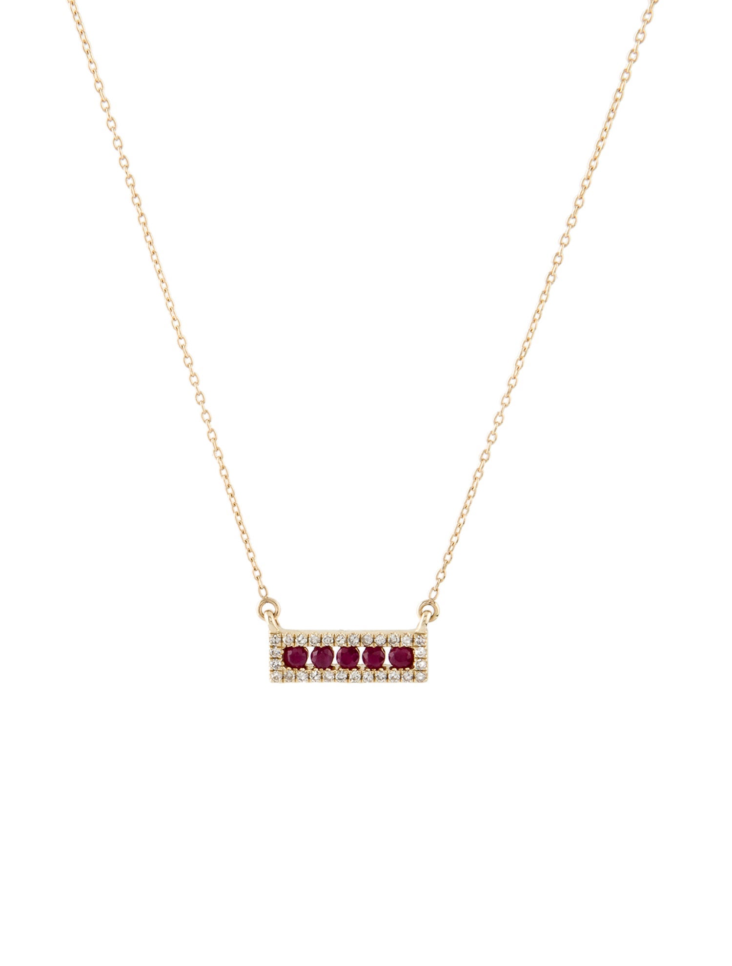 Necklace 14K Ruby & Diamond Pendant Necklace