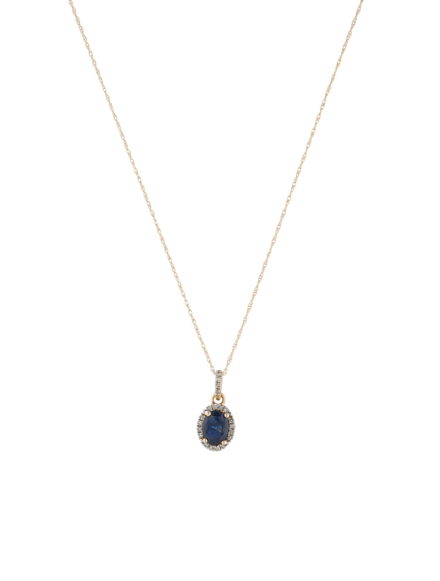 Necklace 14K Sapphire & Diamond Pendant Necklace