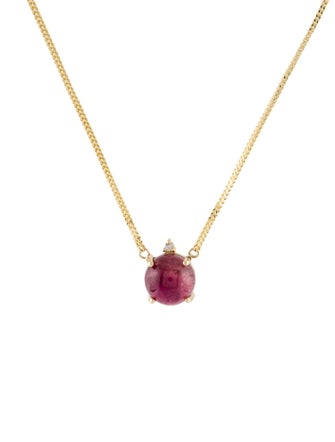 Necklace 14K 6.00ct Tourmaline & Diamond Pendant Necklace