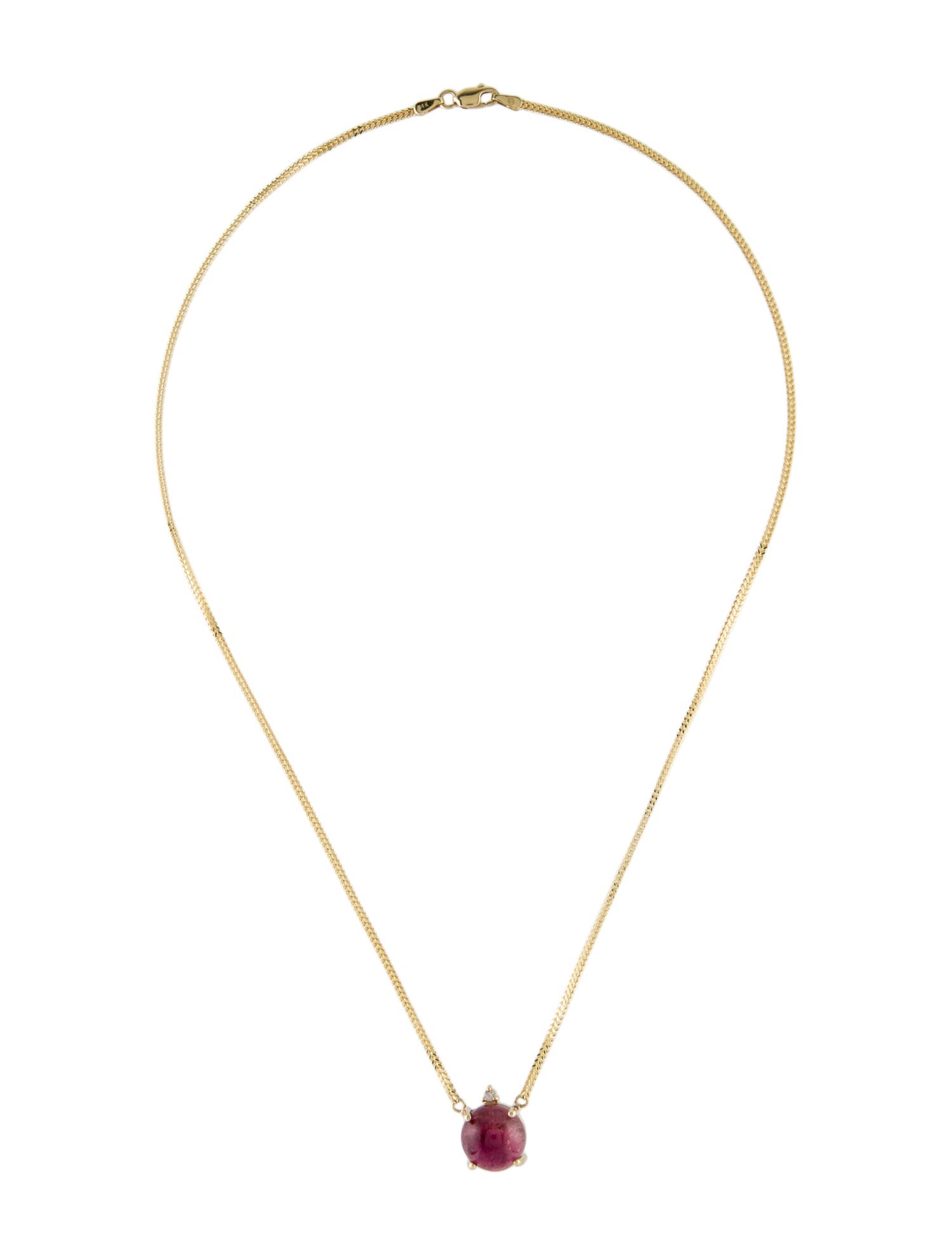 Necklace 14K 6.00ct Tourmaline & Diamond Pendant Necklace