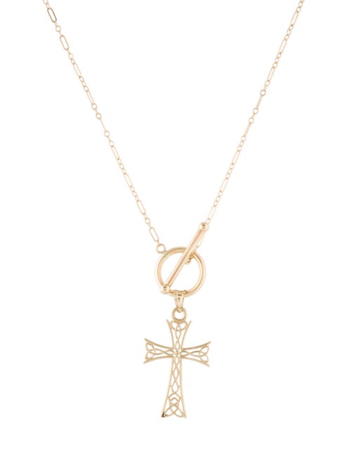 Necklace 14K Cross Toggle Pendant Necklace