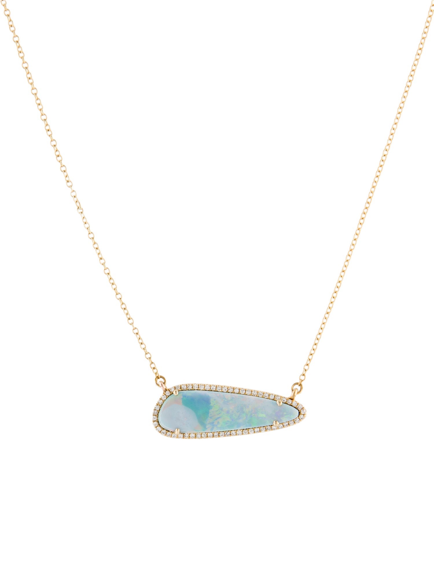 Necklace 14K Opal & Diamond Pendant