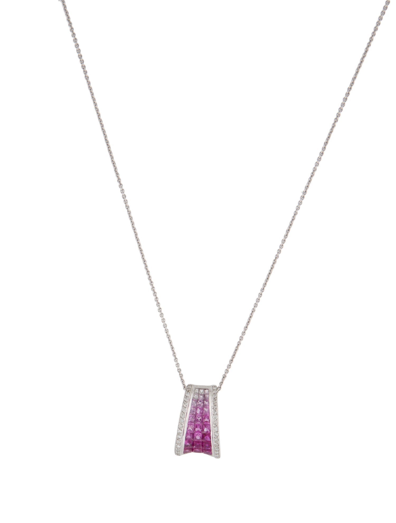 Necklace 18K Sapphire & Diamond Pendant Necklace