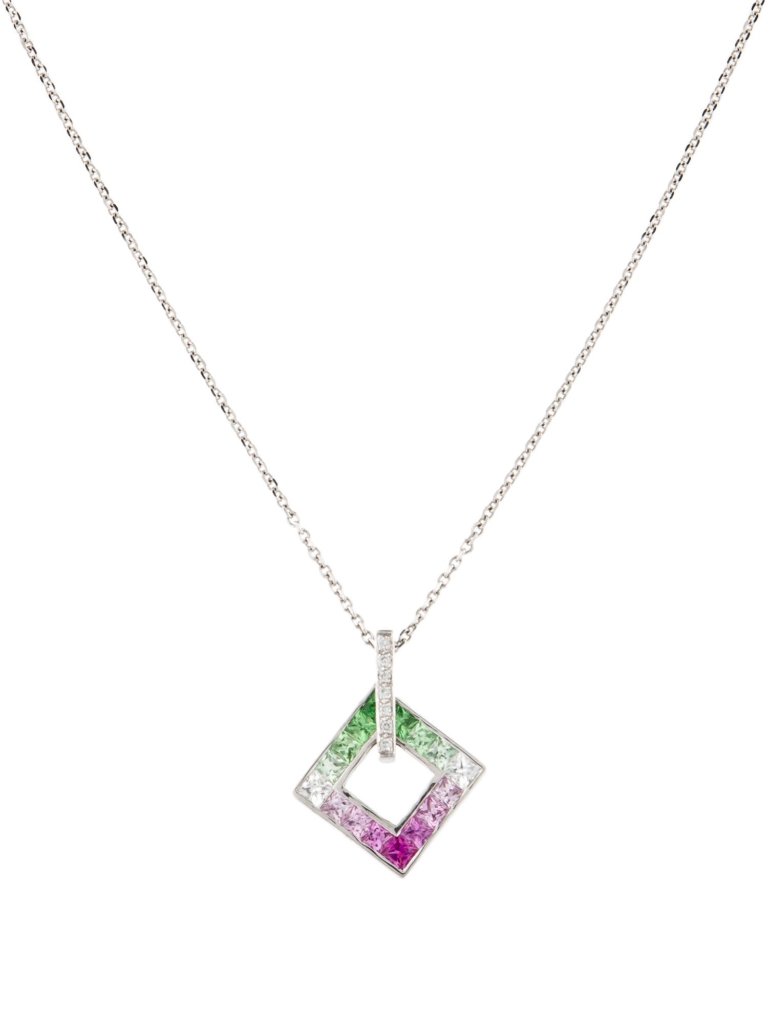 Necklace 18K Tsavorite Garnet, Sapphire & Diamond Pendant