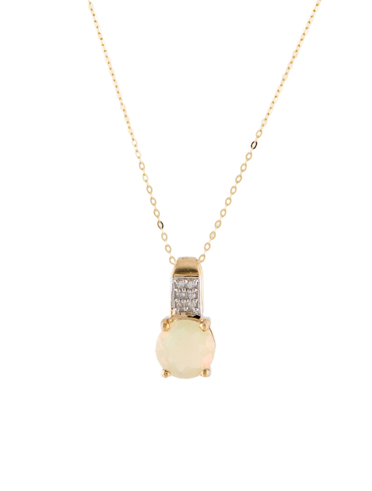 Necklace 14K Opal & Diamond Pendant Necklace
