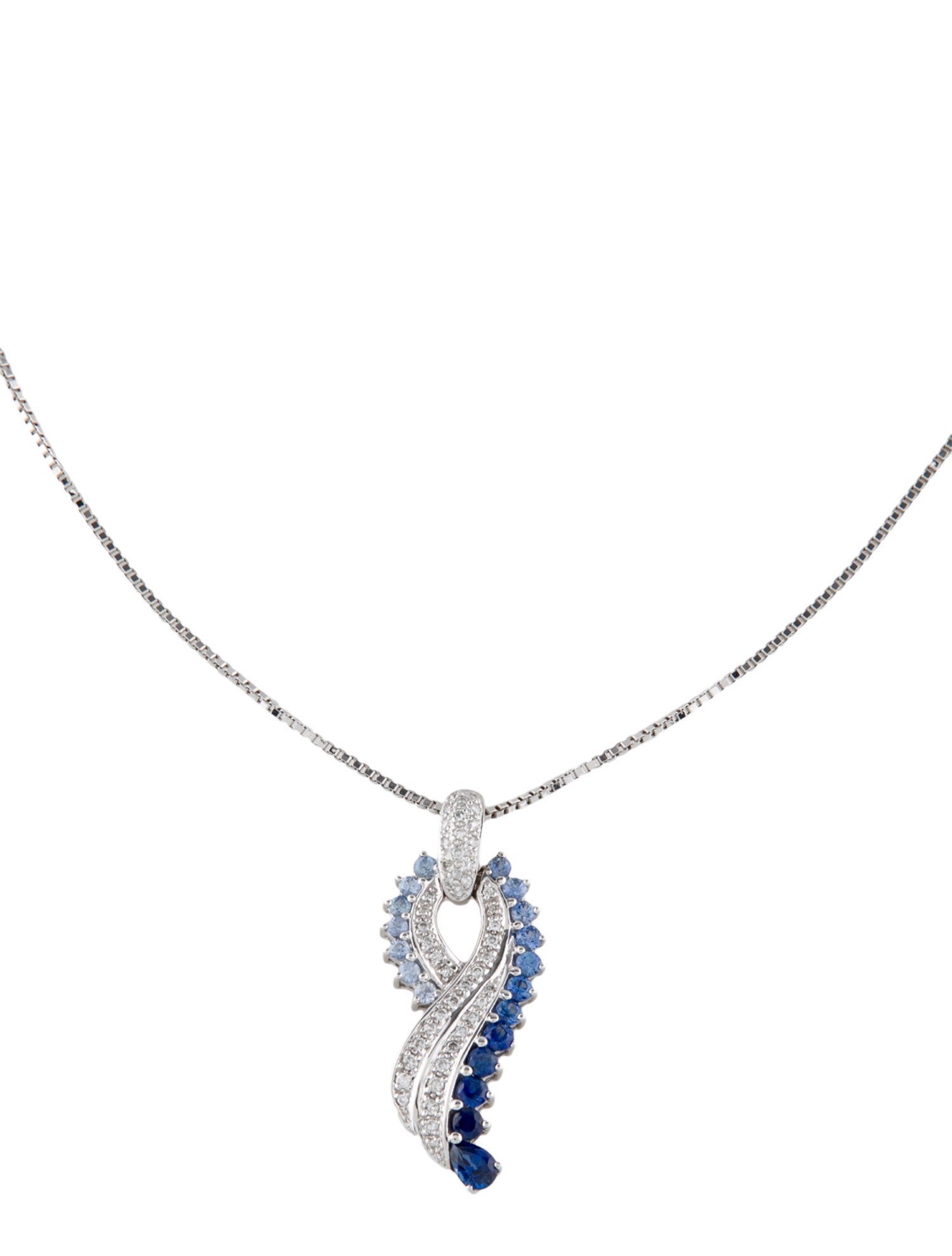 Necklace 14K Sapphire & Diamond Pendant Necklace
