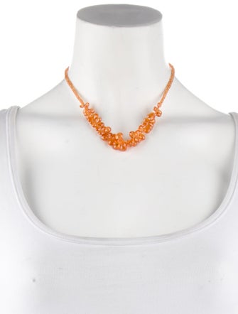 Necklace 14K Spessartine Garnet Bead Strand Necklace