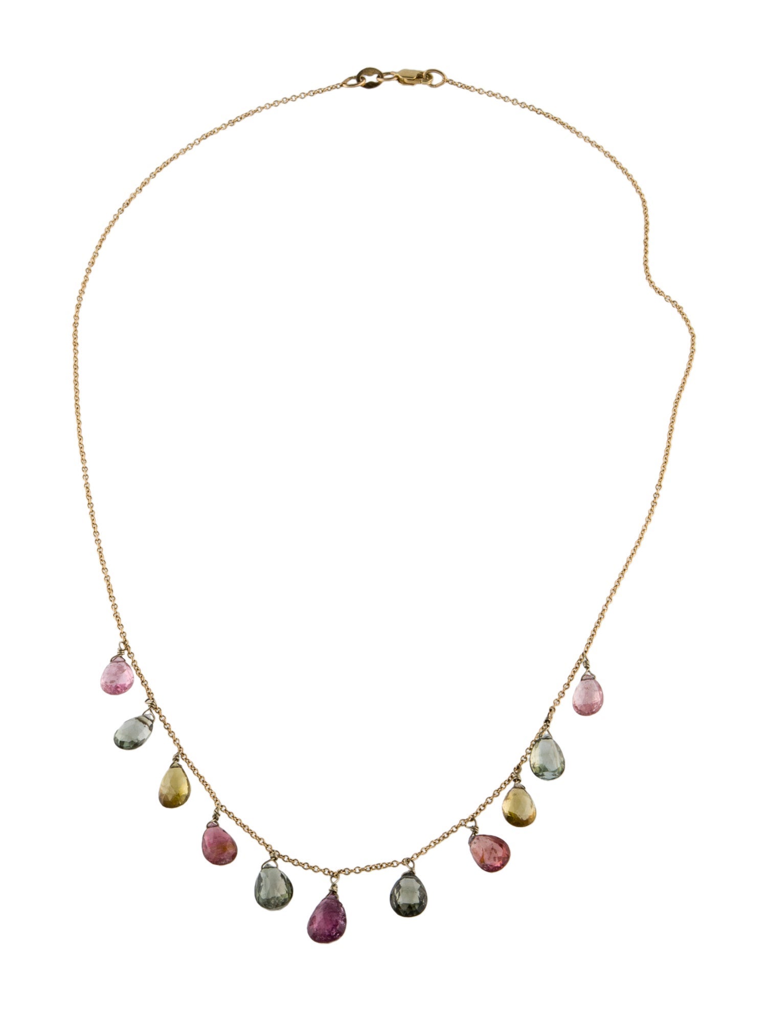 Necklace 14K Tourmaline Station Chain