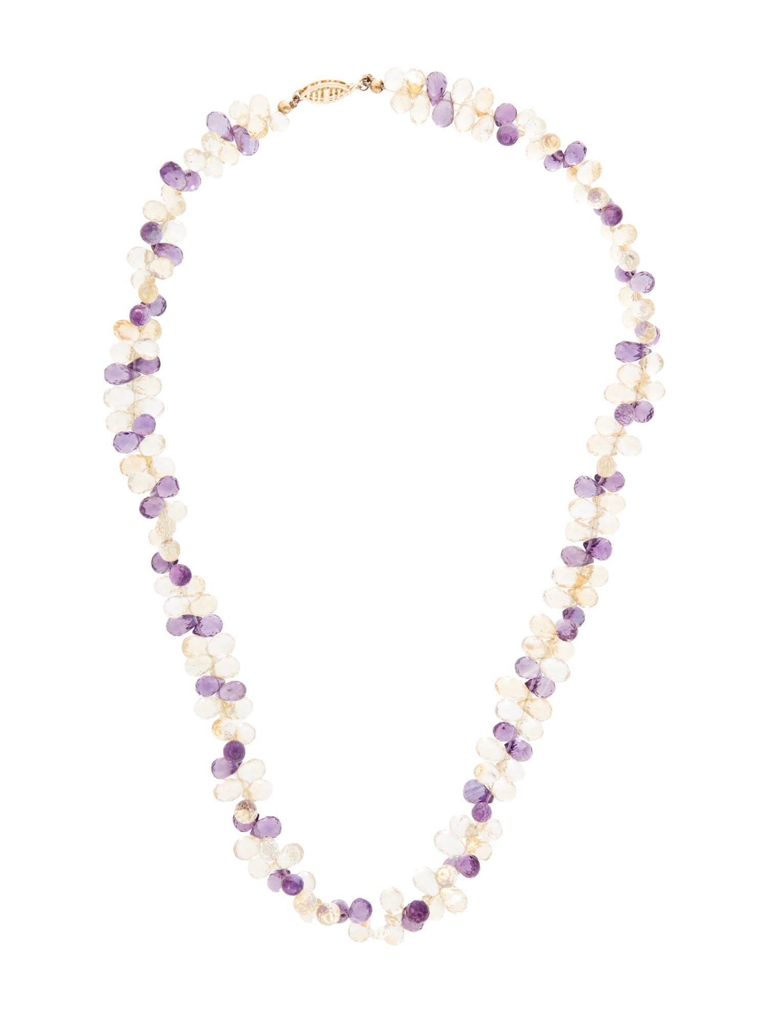 Necklace 14K Amethyst & Citrine Bead Necklace