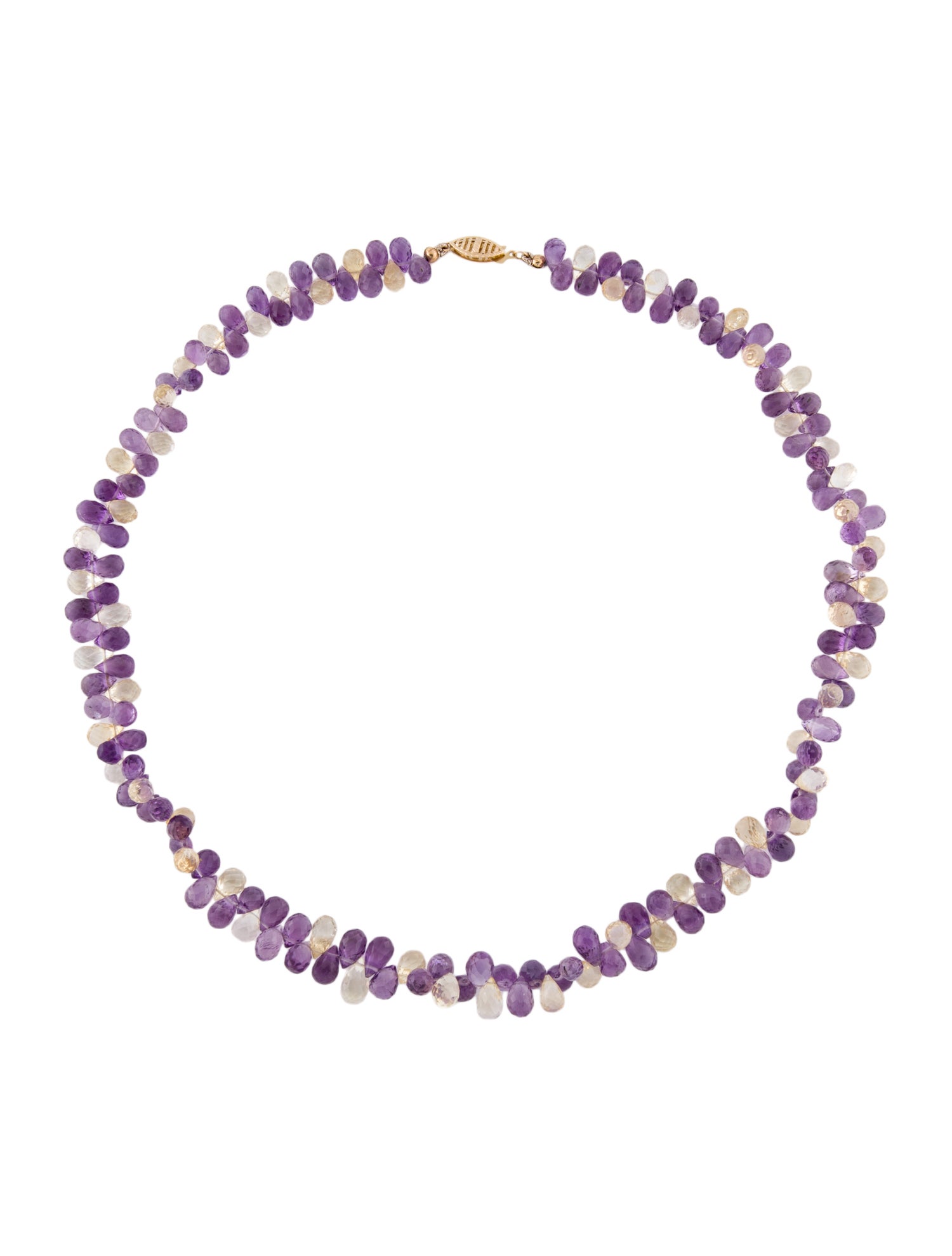 Necklace 14K Citrine & Amethyst Bead Necklace